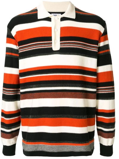 Coohem Striped Long Sleeved Polo Shirt In Multicolour
