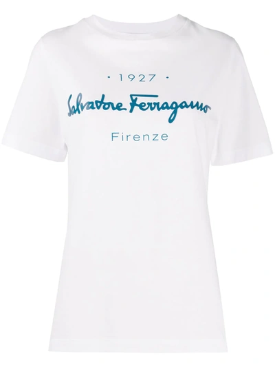 Ferragamo Logo-print Cotton T-shirt In White