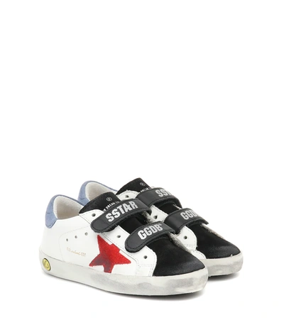 Golden Goose Teen Superstar Low-top Sneakers In White/ Black/ Ruby/ Blue