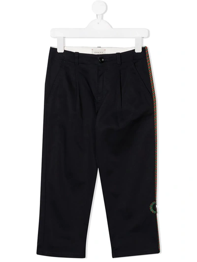 Gucci Kids' Web-stripe Trousers In Blue