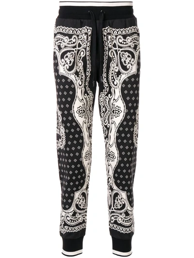 Dolce & Gabbana Jogging Trousers In Bandana Print In Black