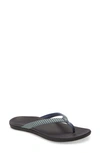 Olukai Ho Opio Flip Flop In Cloud Grey Stripe Fabric