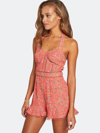 Lost + Wander Everyday Adventures Halter Romper In Red Orange Coral Floral Multi