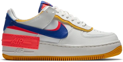 Pre-owned Nike Air Force 1 Low Shadow White Flash Crimson Astronomy Blue (women's) In Summit White/flash Crimson-dark Sulfur-astronomy Blue