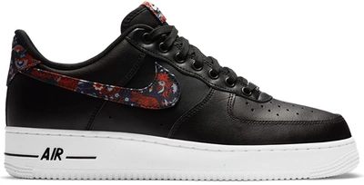 Pre-owned Nike  Air Force 1 Low Black Floral In Black/white-game Royal-multi-color