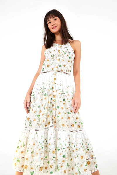 Farm Rio Margarete Midi Dress In White