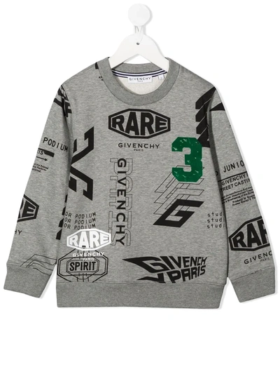 Givenchy Kids' All-over Logo Sweatshirt In Grey