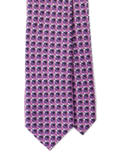 Prada Micro-cube Print Tie In Purple