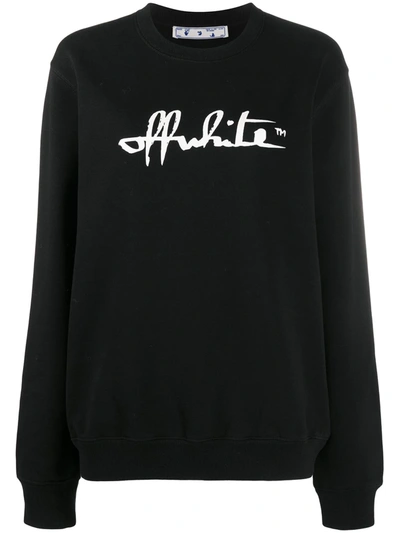Off-white Felpa Girocollo Script 21 Regular In Black