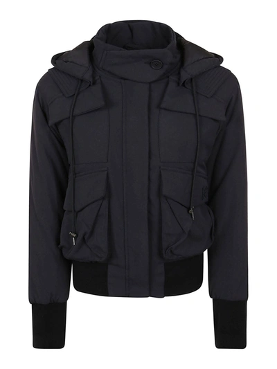 Kenzo Nylon Bomber Jacket In Black Featuring Hood