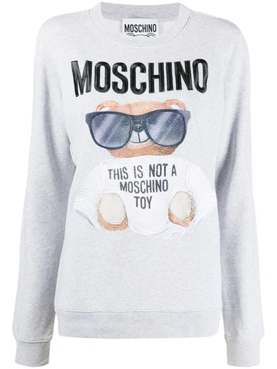 Moschino Micro Teddy Bear Sweatshirt In White In Grey