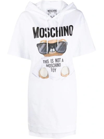 Moschino Micro Teddy Bear Hooded Dress In White