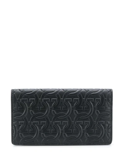Ferragamo Gancini Leather Continental Wallet In Black