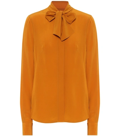 Victoria Beckham Pussy-bow Silk Crepe De Chine Blouse In Gold
