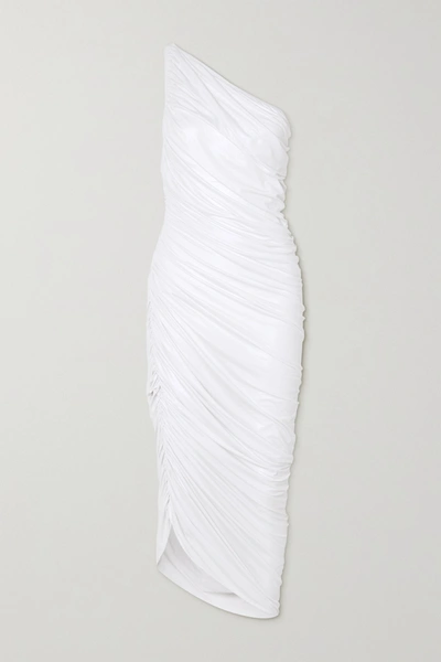 Norma Kamali Diana One-shoulder Ruched Stretch-jersey Dress In White