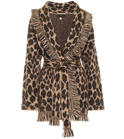 Alanui Wool-blend Leopard-jacquard Cardigan In Brown