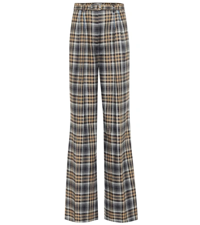 Gabriela Hearst Vargas Checked Wool-blend Pants In Camel Grey Check
