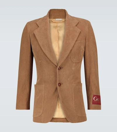 Gucci Single-breasted Corduroy Blazer In Brown