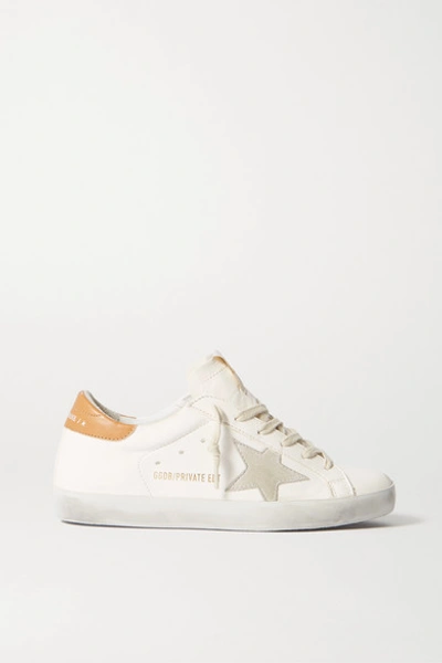 Golden Goose Superstar Distressed Suede-trimmed Leather Sneakers In White