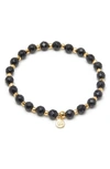 Gorjana Power Stone Stretch Bracelet In Protection/ Black Onyx/ Gold
