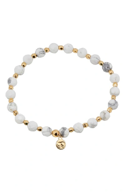 Gorjana Power Stone Stretch Bracelet In Calming/ Howlite/ Gold