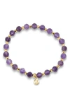 Gorjana Power Stone Stretch Bracelet In Tranquility/ Amethyst/ Gold