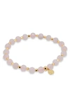 Gorjana Power Stone Stretch Bracelet In Love/ Rose Quartz/ Gold