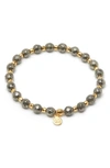 Gorjana Power Stone Stretch Bracelet In Strength/ Pyrite/ Gold