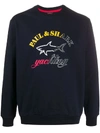 Paul & Shark Sweatshirt Aus Bio-baumwolle Mit 3-farben Logo Print In Blue