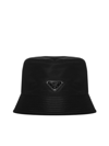 Prada Black Logo Bucket Hat In Multi-colored