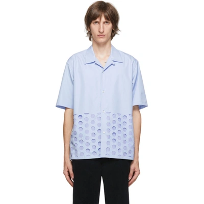 Maison Margiela Perforated Cotton-poplin Shirt In 471 Ltblue