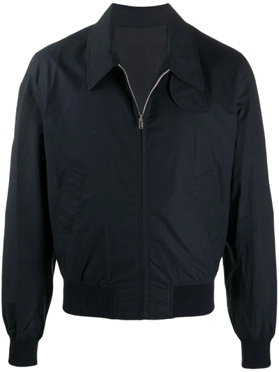 Helmut Lang Harness-strap Cotton Trench Bomber Jacket In Navy