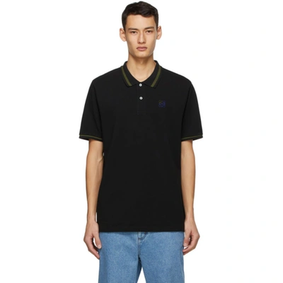 Loewe Black Anagram Embroidered Polo In 1100 Black