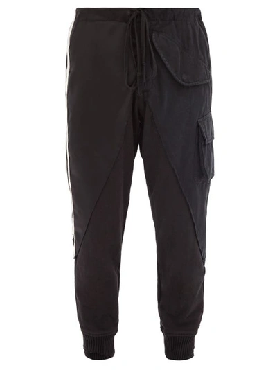 Greg Lauren Baker Lounge Side-stripe Cotton-jersey Track Pants In Black