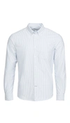 Club Monaco Button-down Collar Striped Cotton Oxford Shirt In White