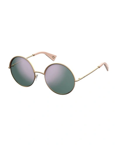 Marc Jacobs Round Metal Twist Sunglasses In Yellow/pink
