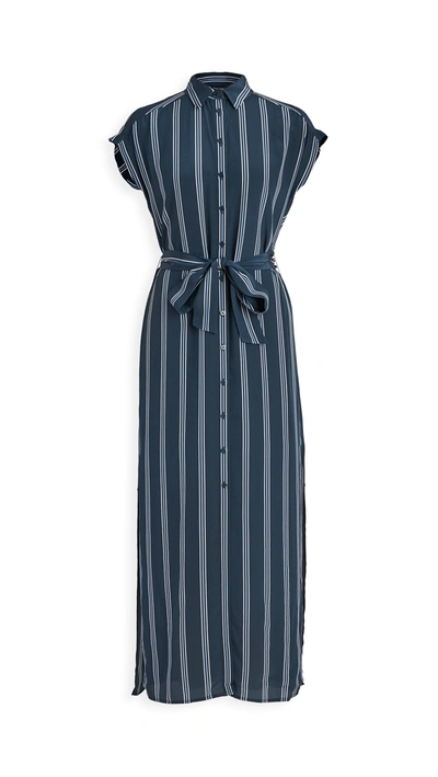 Club Monaco Blue Stripe Danielle Silk Dress In Size 00