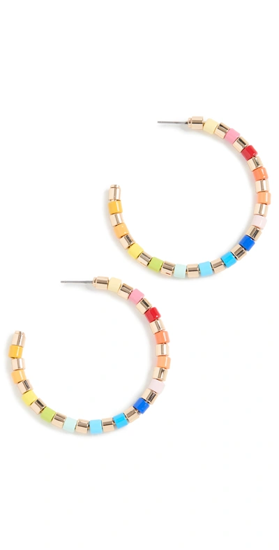 Roxanne Assoulin Golden Rainbow Gold-tone And Enamel Hoop Earrings In Multi