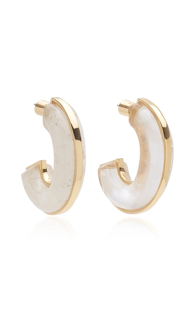 Demarson Bianca 12k Goldplated & Quartz Hoop Earrings In Gold/clear