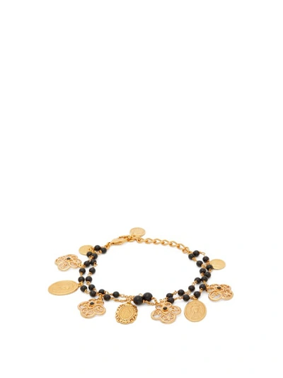 Dolce & Gabbana Madonna Charm And Bead Bracelet In Gold