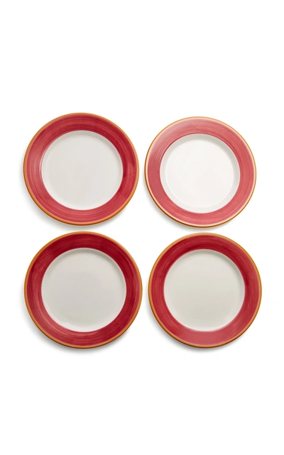 Este Ceramiche Set-of-four Porcelain Dinner Plates In Red