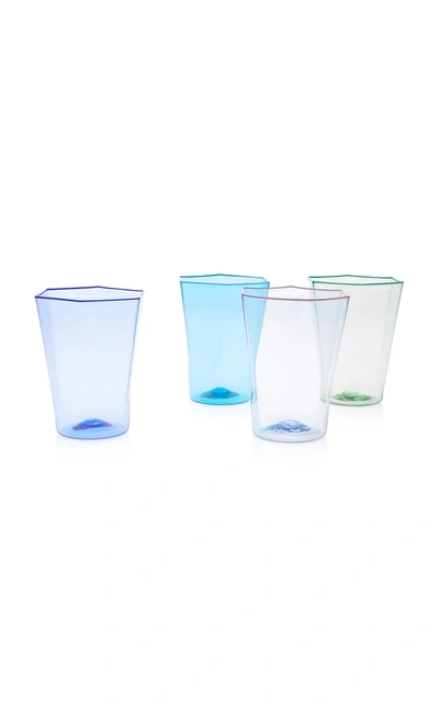 Davide Fuin Set-of-four Glass Tumblers In Blue