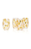 Moda Domus Set-of-4 Oval Dotted Glasses In Gold,blue