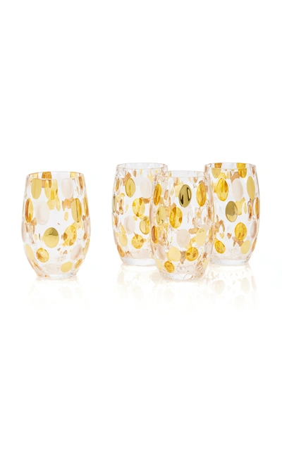 Moda Domus Set-of-4 Oval Dotted Glasses In Gold,blue