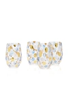 Moda Domus Set-of-4 Oval Dotted Glasses In Gold,blue