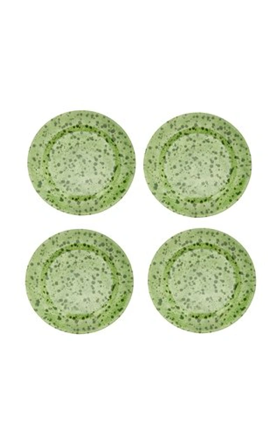 Este Ceramiche Set-of-four Ceramic Dinner Plates In Green,white