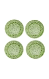 Este Ceramiche Set-of-four Painted Ceramic Dessert Plates In Green,white