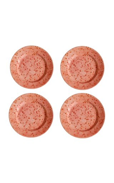 Este Ceramiche Set-of-four Ceramic Dinner Plates In Coral,white