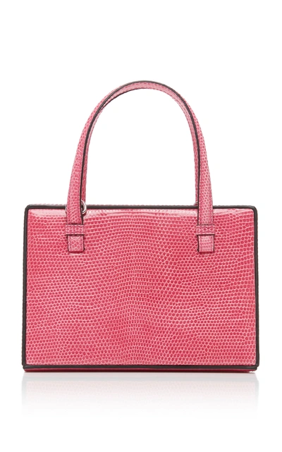 Loewe Small Postal Lizard-effect Top Handle Bag In Pink