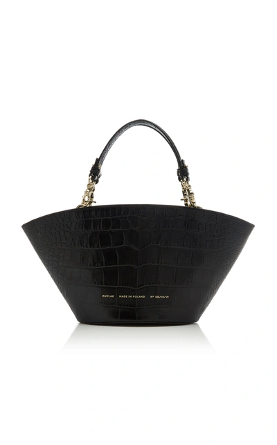 Chylak Small Croc-effect Leather Tote In Black